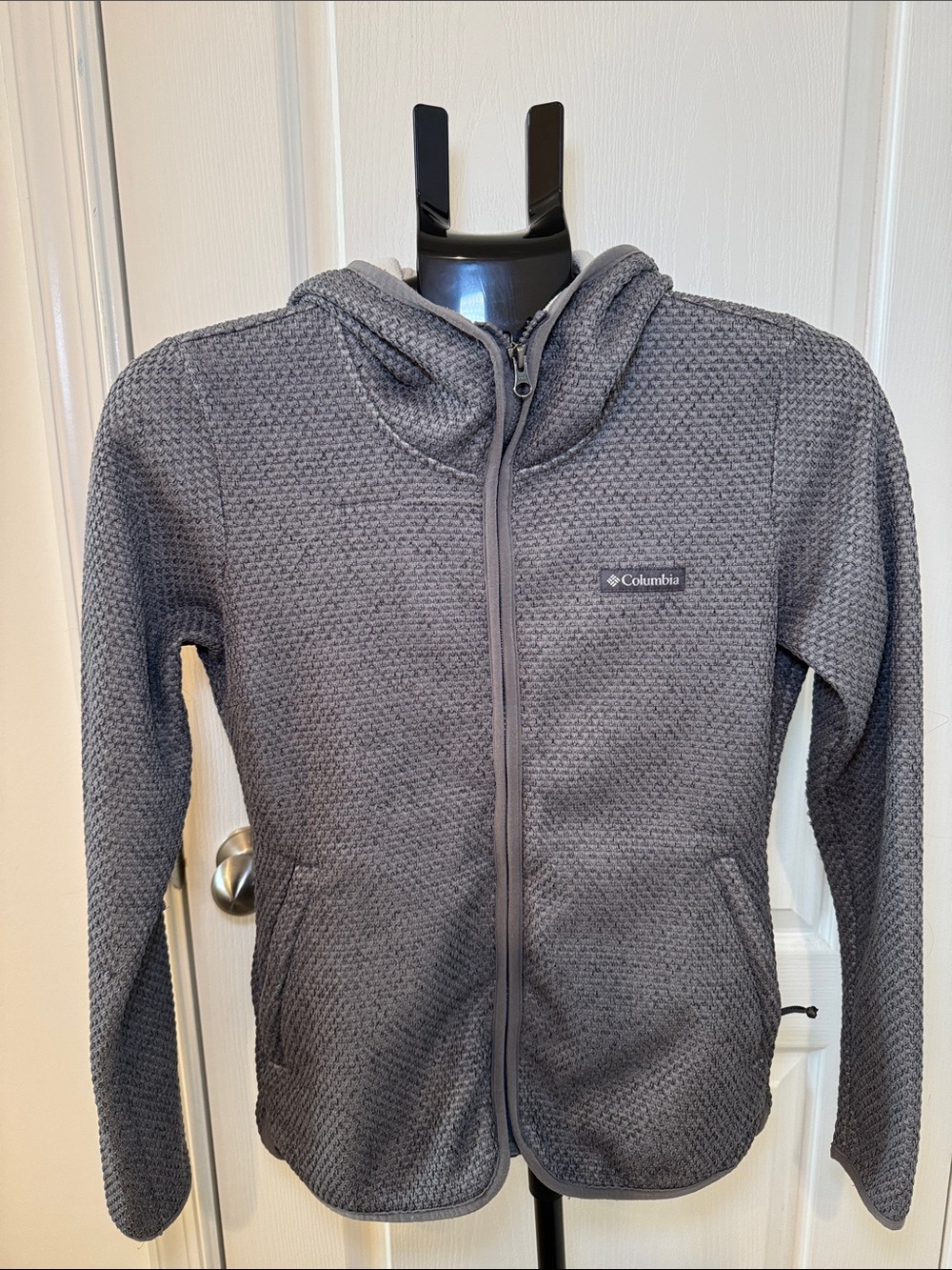 Columbia Women's Charcoal Gray Textured Full-Zip Hooded Jacket